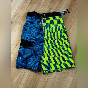 Joe Boxer Blue and Green Kids Swim Trunks